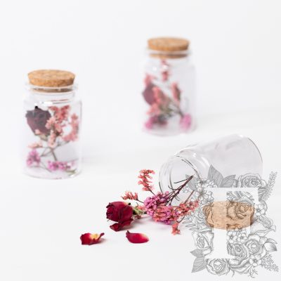 Dried flower - glass vial with cork - Small